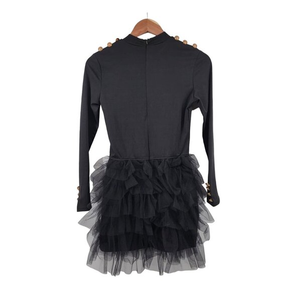 CBR Long Sleeved Ruffle Dress Small Black - Picture 2 of 7